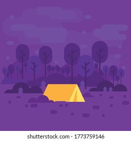fondo de campamento de verano con tienda