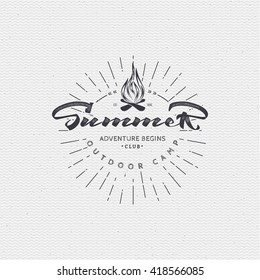 Summer Camp - badge, icon, poster, label, print, stamp, can be used in design