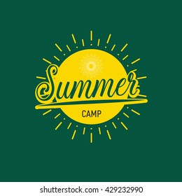 Summer Camp Badge Label Lettering,vector Illustration
