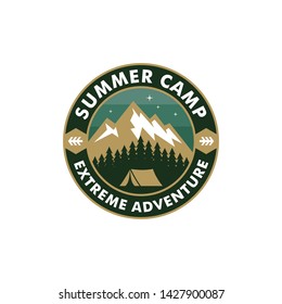 Summer Camp Badge Logo Vector Template
