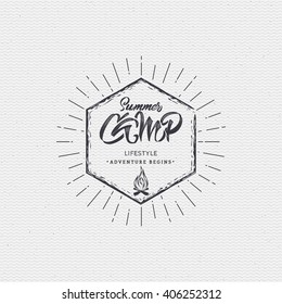 Summer camp badge, sticker, stamp, for your summer design