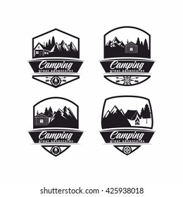 Summer camp badges logos and labels