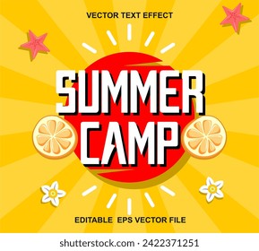 Summer camp banner design template with tropical background. Vector illustration EPS