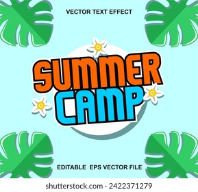 Plantilla de diseño de pancartas del campamento de verano con fondo tropical. EPS de ilustración de vector