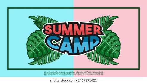 Sommerlager Banner Layout, Sommer Hintergrund Illustration.