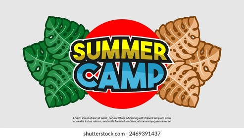Sommerlager Banner Layout, Sommer Hintergrund Illustration.