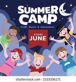 Pancarta de Summer Camp, plantillas, diversión y colorido, vectores Eps 10