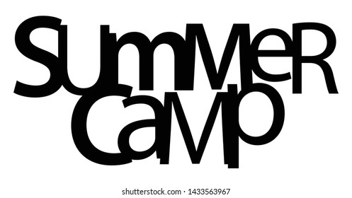 SUMMER CAMP black mixed vector typography banner