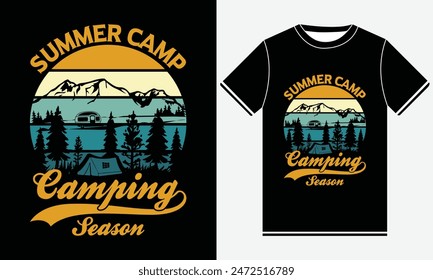 Summer Camp Camping Temporada camiseta diseño Vector gráficos, camiseta Diseño tipografía, campamento, beber, naturaleza al aire libre, Campamento Diseños de camiseta 2024, Camping camiseta Diseño Plantilla, Imprimir