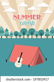 summer camp card design. vector illustration
