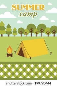 summer camp card design. vector illustration