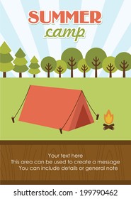 Summer Camp Card Design. Vector Illustration