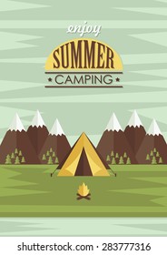 summer camp card design. vector illustration