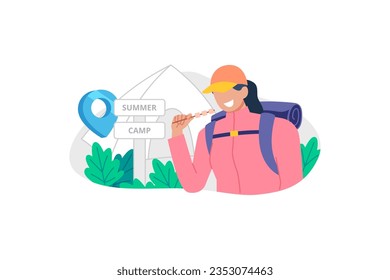 Ilustración gráfica vectorial de carácter de campamento de verano