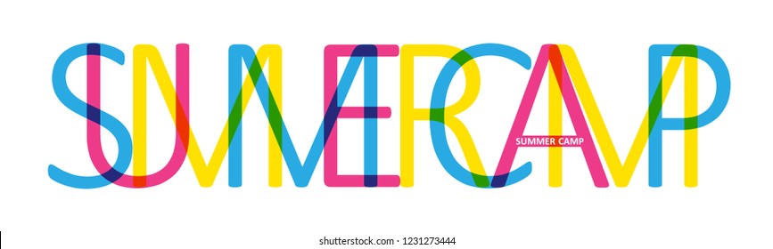 SUMMER CAMP colorful letters banner