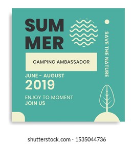 Summer Camp Concept Save The Nature for Web Banner with Simple and Professional  Design Template