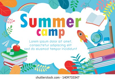 Sommercampingkonzept Vorlage für Werbebroschüre, Campingaktivitäten , Plakatflyer-Vorlage, Ihr Text , Vektorgrafik