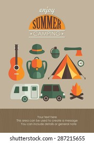 summer camp equipment set. vector illustration