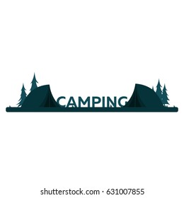 Summer camp. Evening Camp, Pine forest and rocky mountains. Sunset in the mountains. Climbing, Trekking, Hiking, Walking. Campfire Nature landscape
