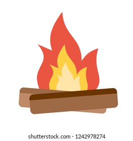 Summer Camp Fire. Design element for poster, card. Vector illustration. Flat vector cartoon illustration.