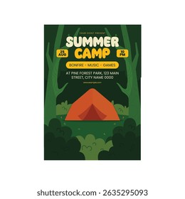 Summer camp flyer poster template design