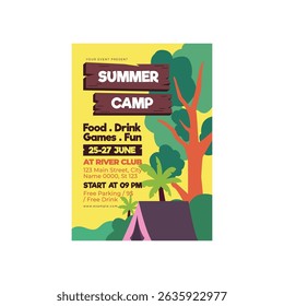 Summer Camp flyer poster template design