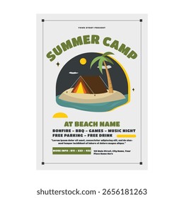 Summer camp flyer poster template design