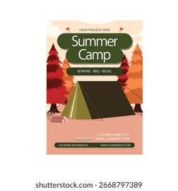Summer camp flyer poster template design