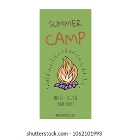 Summer camp flyer template cartoon vector illustration