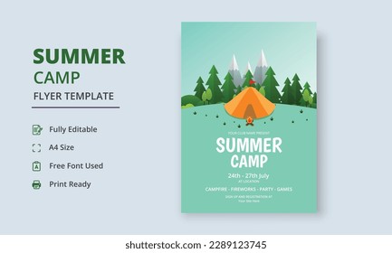 Summer Camp Flyer Template, Kids Summer Camp Flyer Template, Scouts Summer Camp Flyer Template