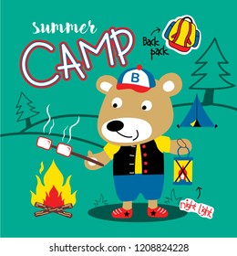 summer camp funny animal cartoon,vector illustration