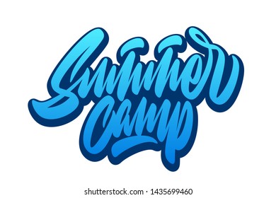 Summer camp. Handwritten vector lettering design. Vector calligraphy illustration isolated. Typography for banners, badges, postcard, t-shirt, prints, posters.