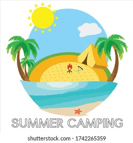 summer camp holiday background with palms