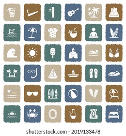 Summer Camp Icons. Grunge Color Flat Design. Vector Illustration.