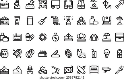 Summer camp icons High-Quality Vector Icons Collection with Editable Stroke. Ideal for Professional and Creative Projects.