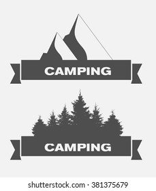 Summer Camp. Image of Nature. Tree Silhouette. Vector Illustration. EPS10