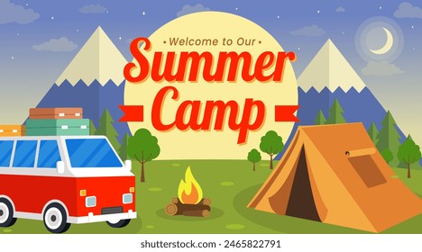 campamento de verano Anuncios Vector