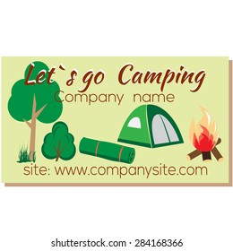 Summer camp leisure park summer camp, vector icons for tourism, recreation for active people, landscape, nature,  travel, hike in the woods, in the country,card Tourism.