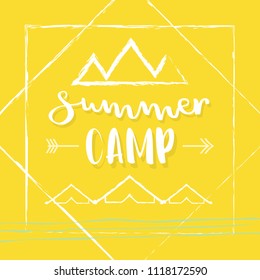Summer camp lettering. Vector illustration