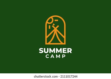 Summer camp logo design vector template