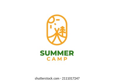 Summer camp logo design vector template