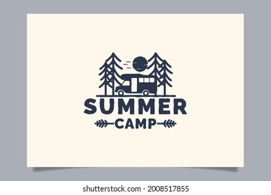 summer camp logo vector graphic for any business especially for outdoor activity, summer holiday, sport, adventure, etc.