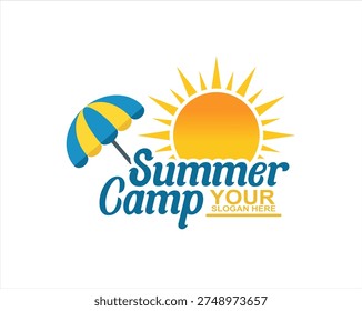 Summer camp logo vector graphic design template outdoor activities
