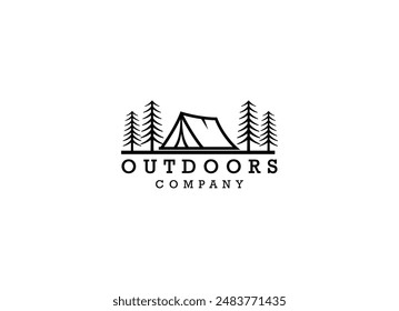 summer camp logo vector vintage illustration template icon graphic design. camping outdoors nature adventure sign or symbol for travel tourism with retro typography style