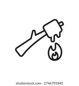 Summer Camp Marshmallow Outline Icon Vector Illustration