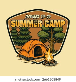 Campamento de verano Ilustración de octubre Diseño de Vector