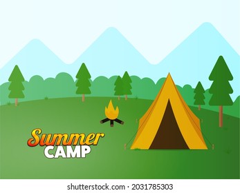 Summer Camp Poster Design Tent Illustration Stock Vector (Royalty Free ...
