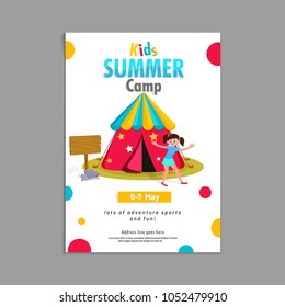 Summer camp poster, flyer or banner design.
