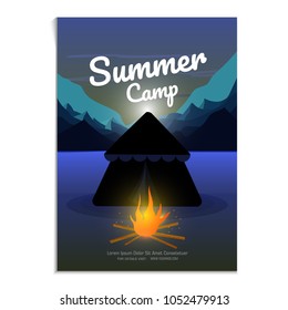 Summer camp poster, flyer or banner design.