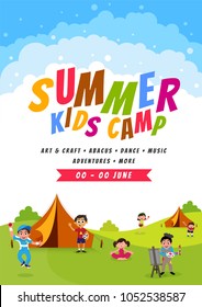 Summer Camp Poster, Flyer Or Banner Design.